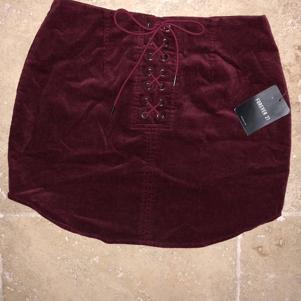 Corduroy Lace Up Mini Skirt